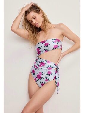 GOOD AMERICAN Vintage Rose Cutout One-Piece Swimsuit - NEW - Medium